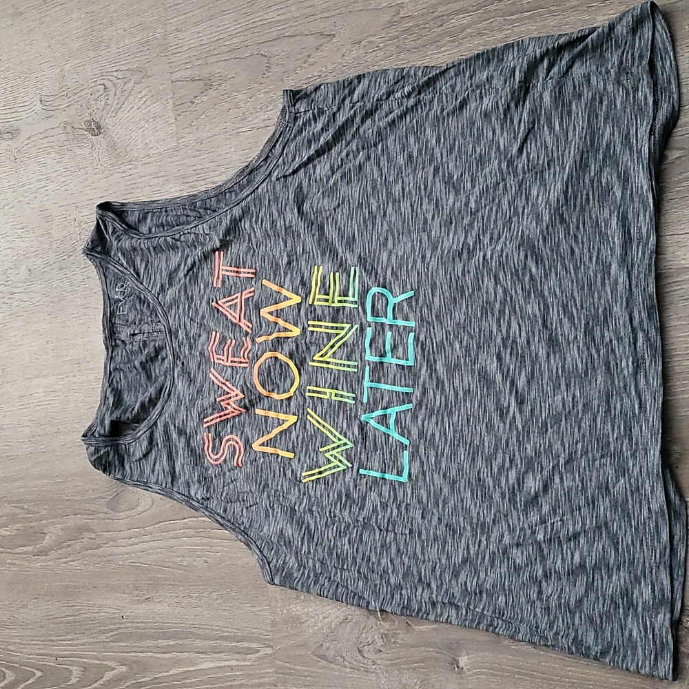 Workout tank top size XL, EVCRis the brand and the color is white Grey black